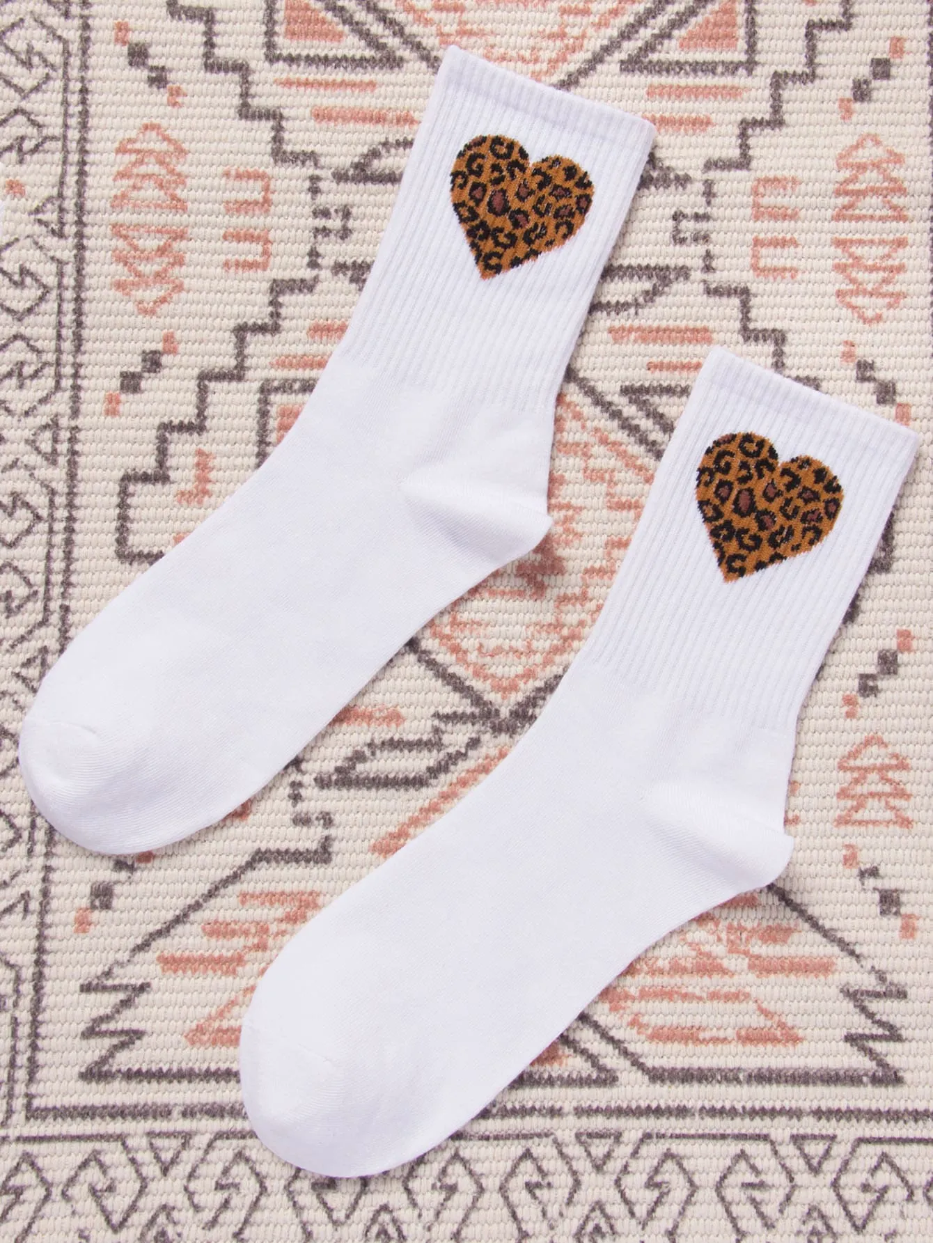 Leopard Heart Crew Socks Funny Socks for Women Novelty Socks Funky Socks Gift