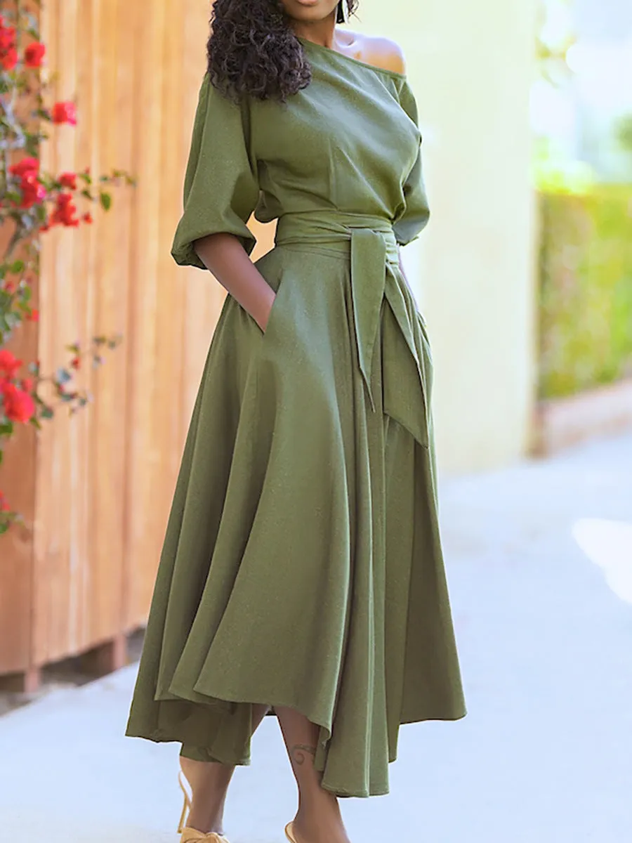 Mabel - Off shoulder A line dress