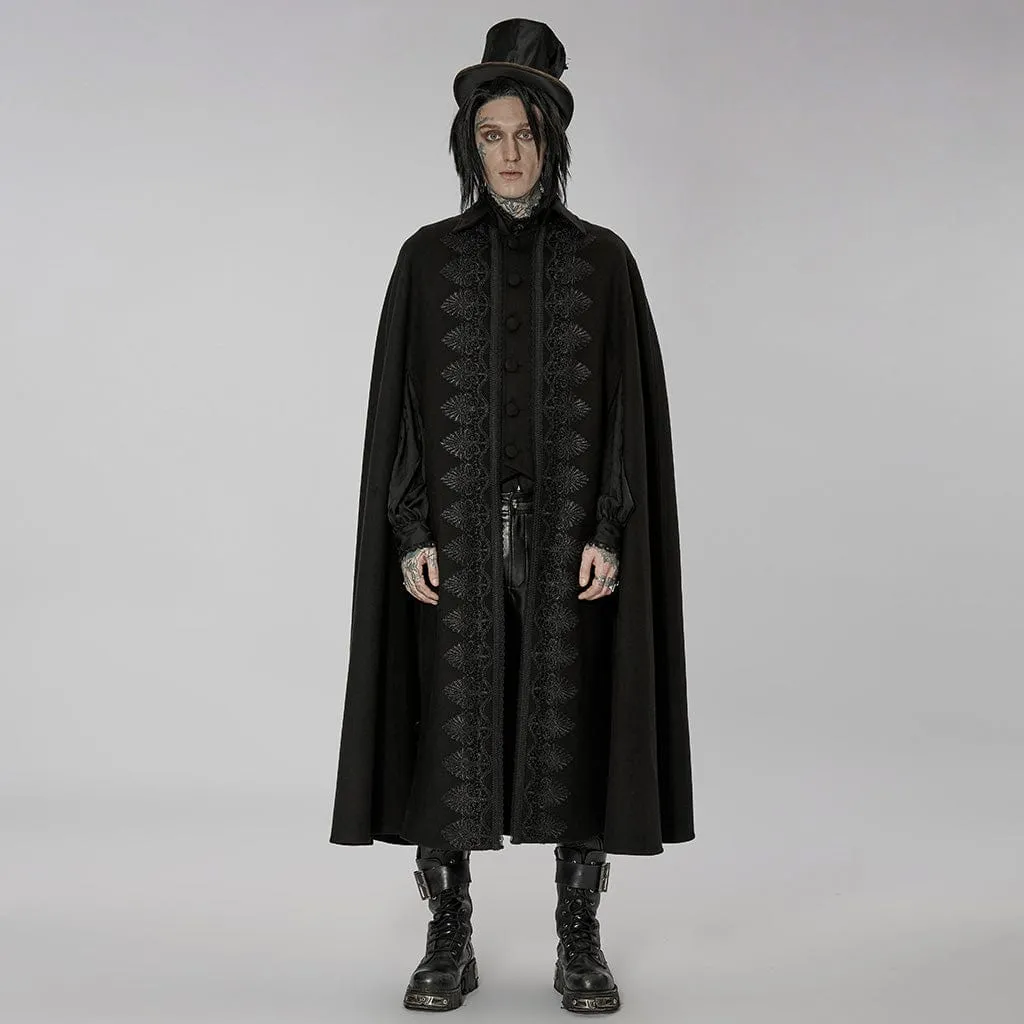 Men's Gothic Floral Embroidered Split Cloak
