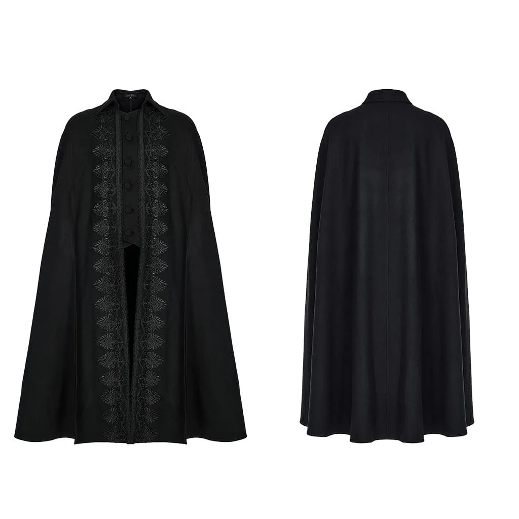 Men's Gothic Floral Embroidered Split Cloak