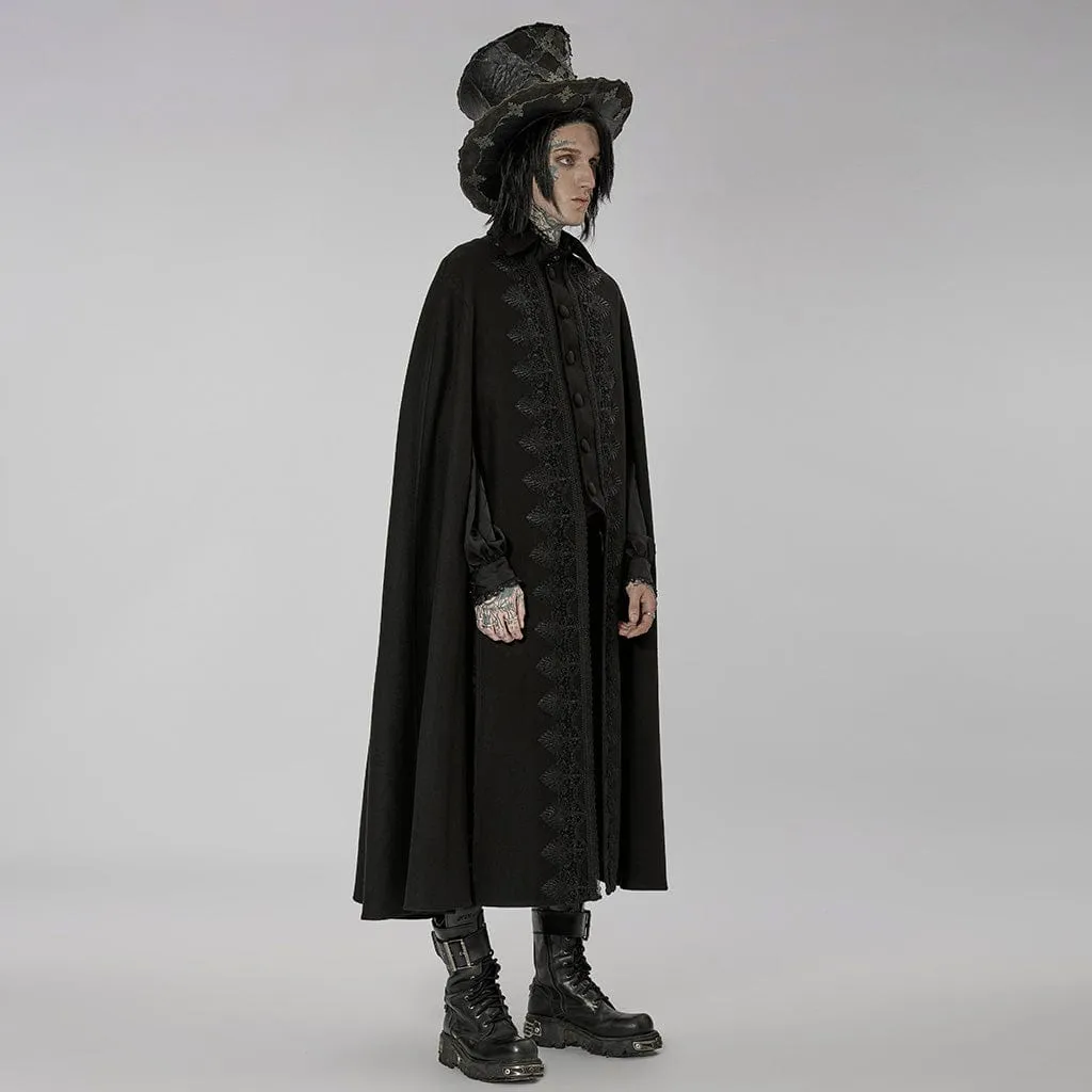 Men's Gothic Floral Embroidered Split Cloak
