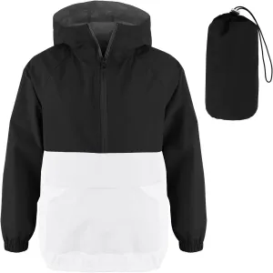 MODAFANS Girls Boys Rain Jacket Lightweight Waterproof Packable Hooded Half zip RainCoats Windbreaker for Outdoor 4-13Year
