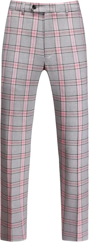 MOGU Men's Slim Fit Plaid Suit Set  Sport Coat Blazer, Vest & Pants (Each Sold Separately) for Wedding, Prom & Party