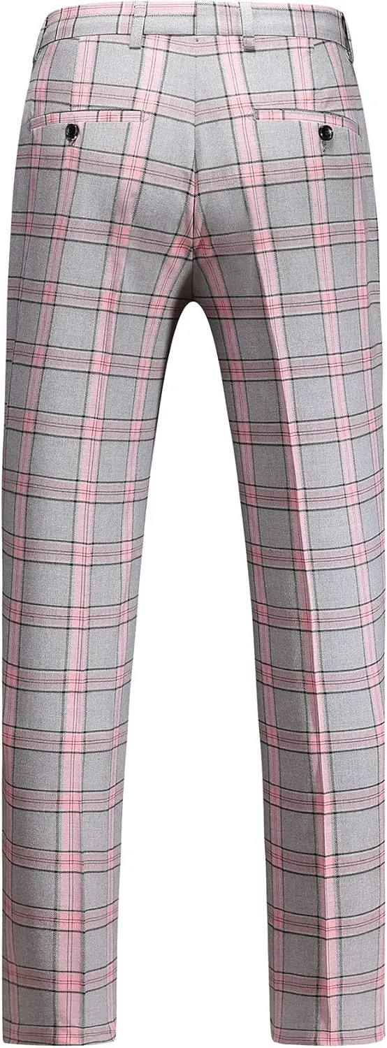 MOGU Men's Slim Fit Plaid Suit Set  Sport Coat Blazer, Vest & Pants (Each Sold Separately) for Wedding, Prom & Party