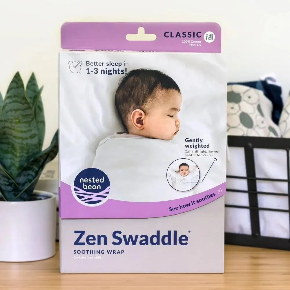 Nested Bean Zen 100% Cotton Swaddle Wrap Classic 0-6M - Stardust Gray