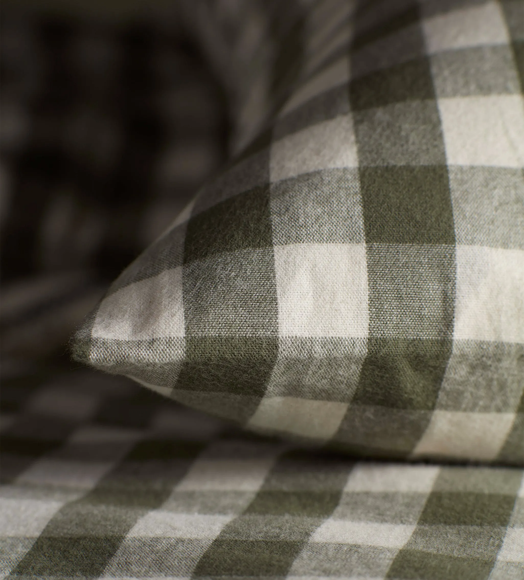 Olive Green Gilbert Gingham Brushed 100% Organic Cotton Duvet Cover