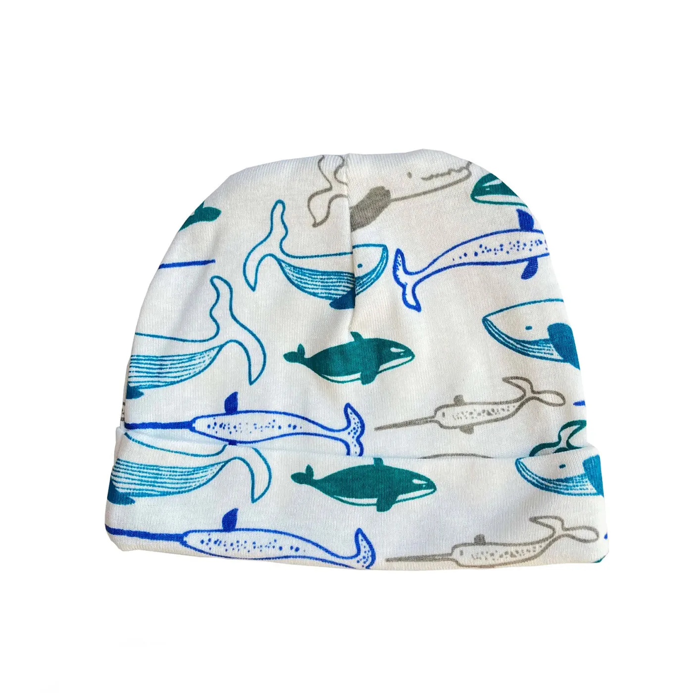 Organic Cotton Beanie Hat / Whales