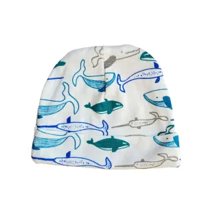 Organic Cotton Beanie Hat / Whales