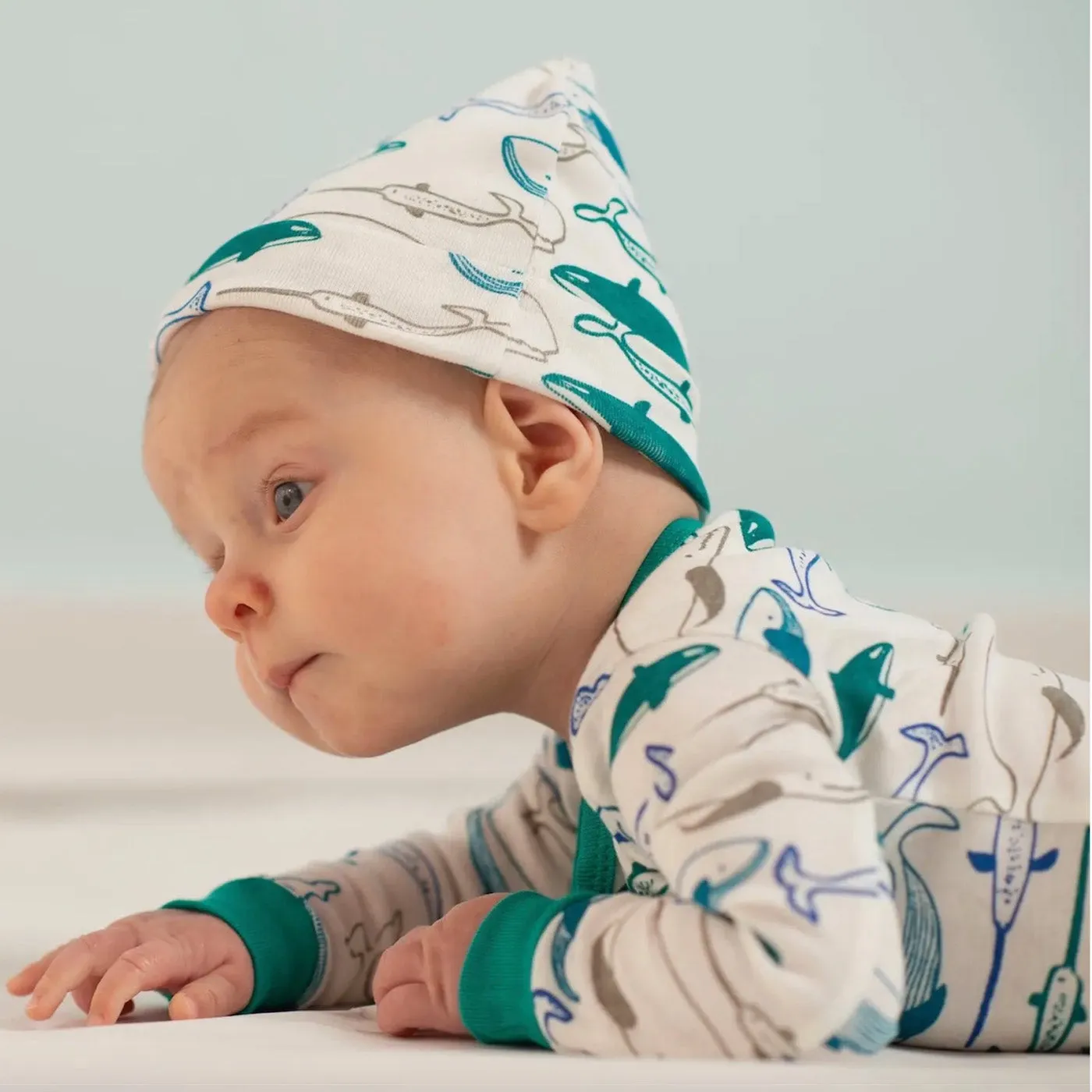 Organic Cotton Beanie Hat / Whales