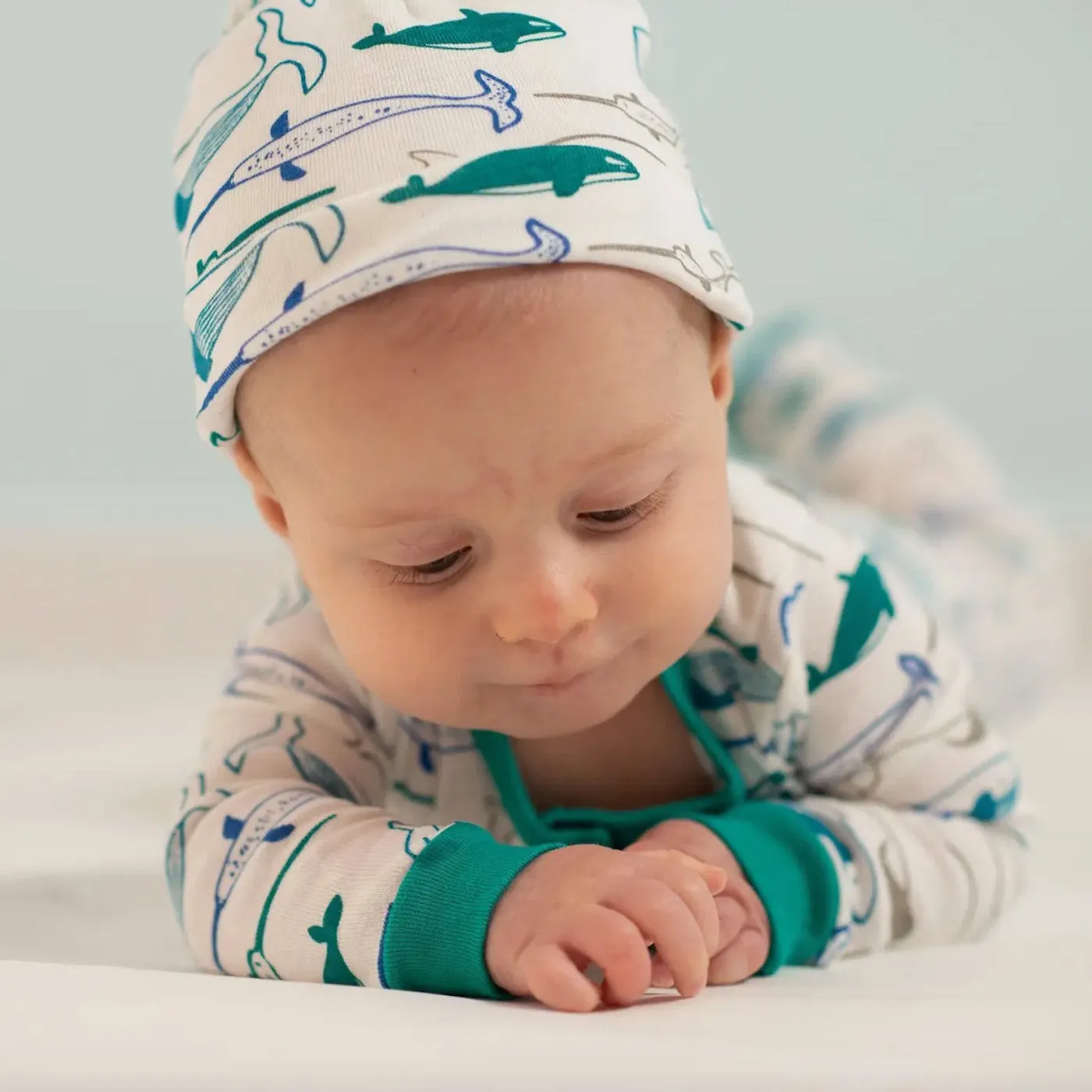 Organic Cotton Beanie Hat / Whales