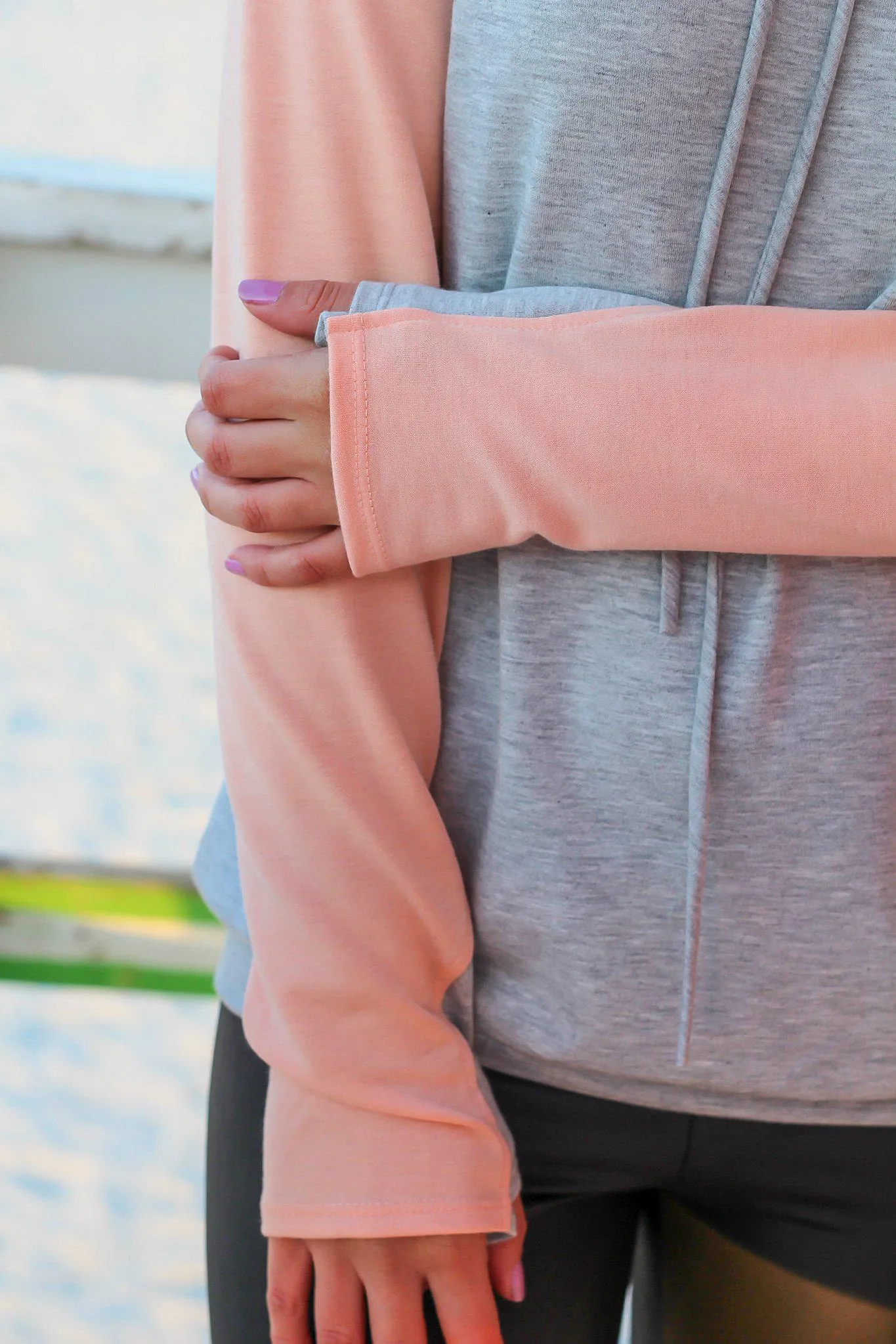 Peach and Gray Pullover Sweater