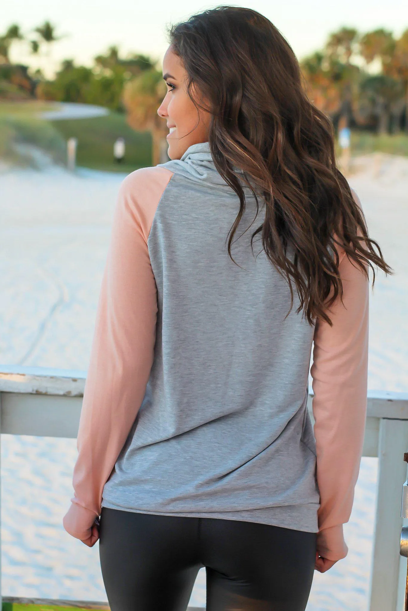 Peach and Gray Pullover Sweater
