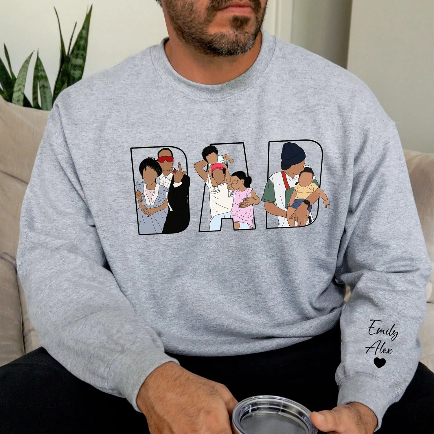 Personalized Dad Shirt, Custom Dad with Kids Names On Sleeve Tshirt, Est Date Daddy T Shirt