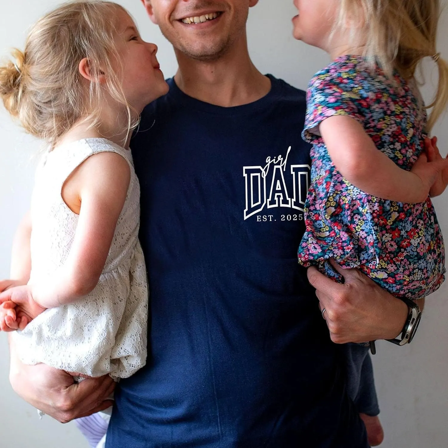 Personalized Dad Shirt, Custom Dad with Kids Names On Sleeve Tshirt, Est Date Daddy T Shirt