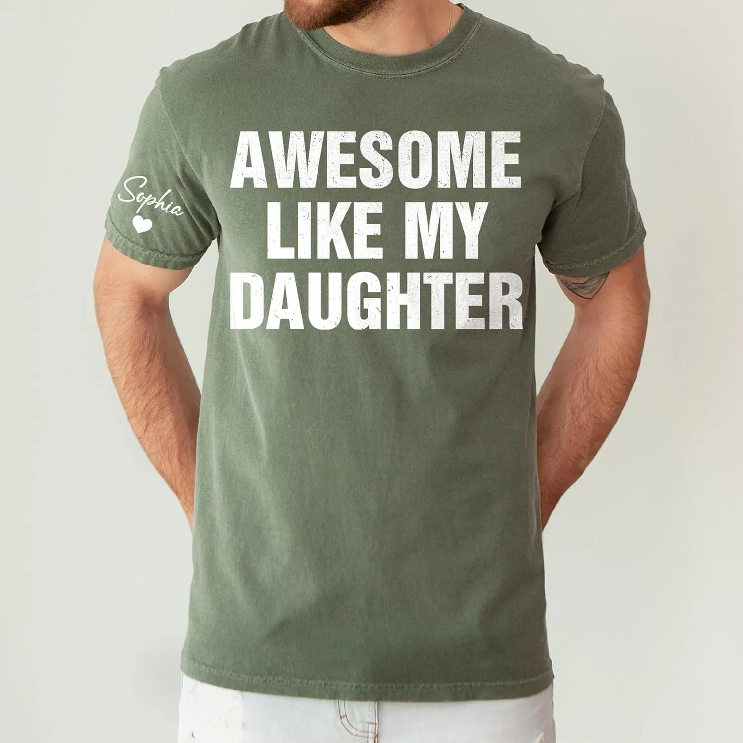 Personalized Dad Shirt, Custom Dad with Kids Names On Sleeve Tshirt, Est Date Daddy T Shirt