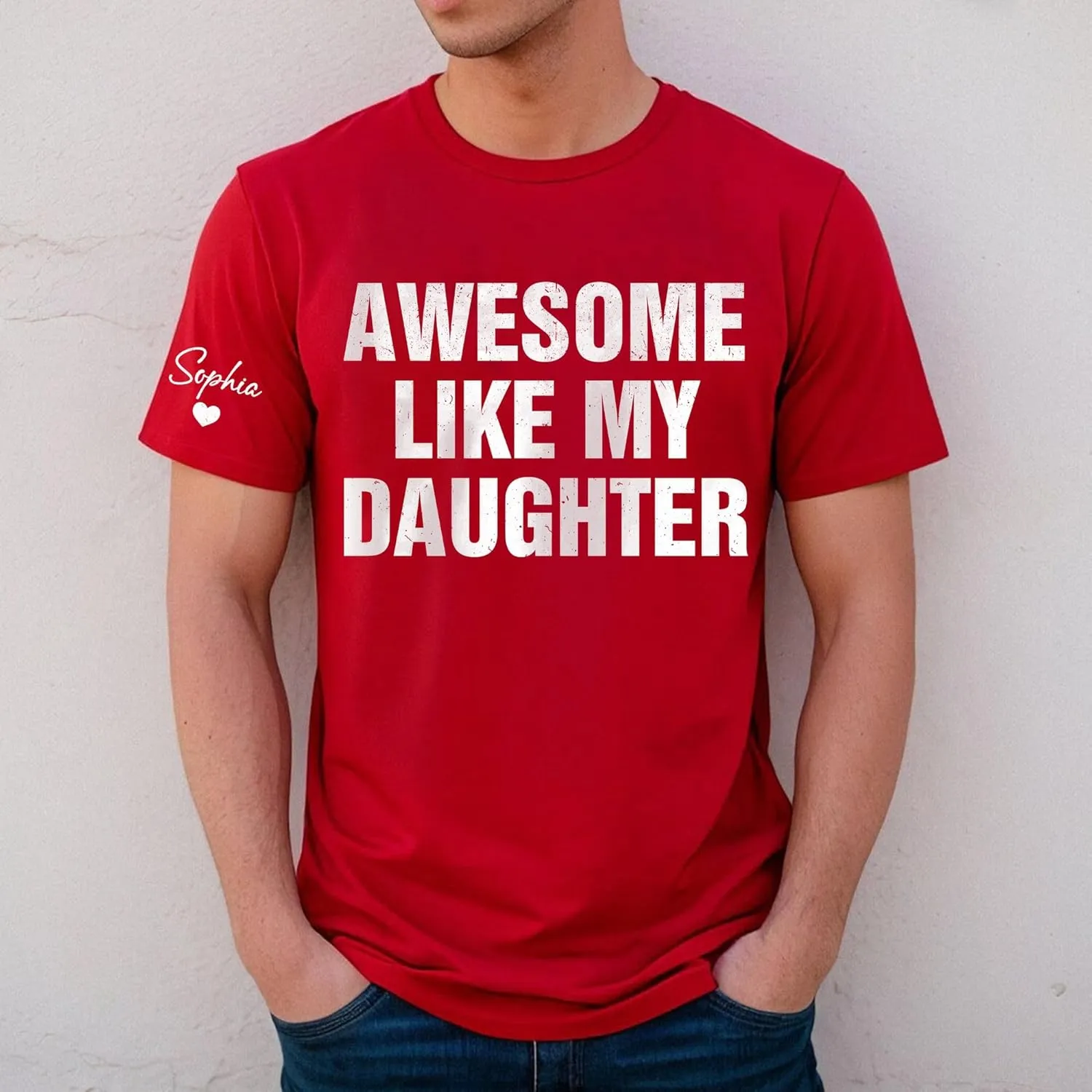 Personalized Dad Shirt, Custom Dad with Kids Names On Sleeve Tshirt, Est Date Daddy T Shirt