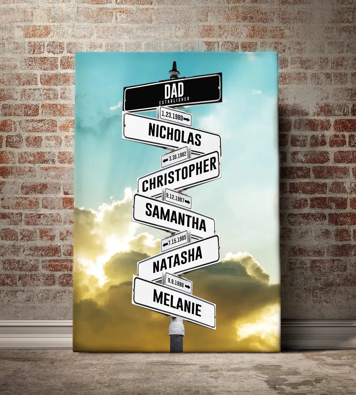 Personalized Kids Birth Date   Name Street Sign Canvas Wall Art