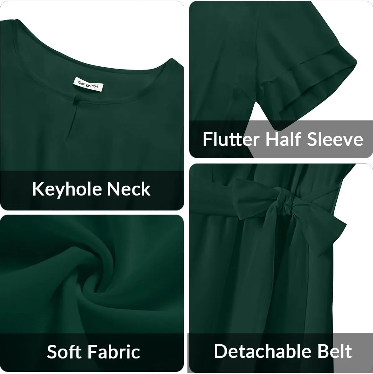 Pinup Fashion Plus Size Dresses for Wedding Guest - Semi Formal Cocktail Chiffon Keyhole Neck Knee Length Dress