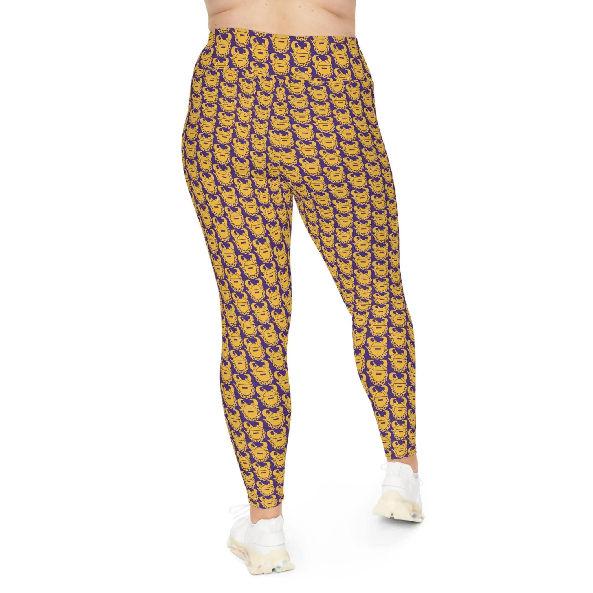 Plus Size Leggings - Purple/Gold Helmets