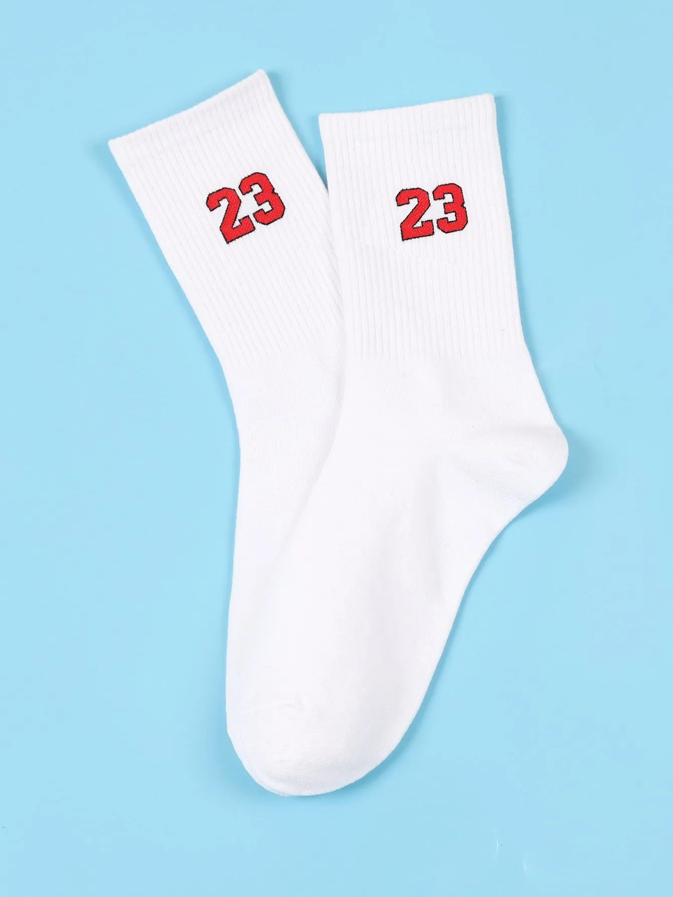 Red Number 23 Pattern Crew Socks for Men Fun Socks Funky Socks Novelty Socks