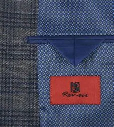RENOIR Gray Slim Fit Stretch Checked Blazer 294-13
