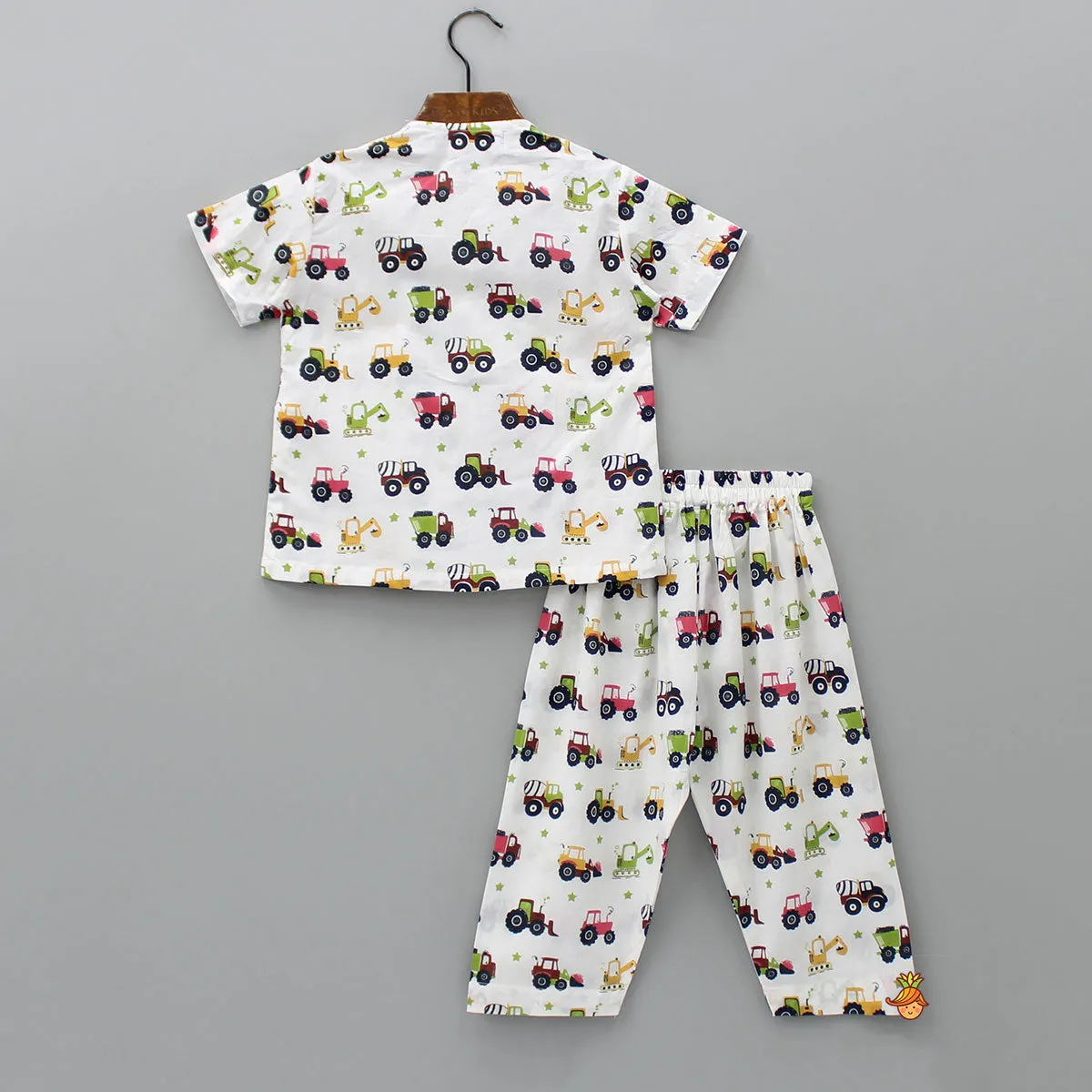Round Neck Multicolour Vehicles-Printed Sleepwear