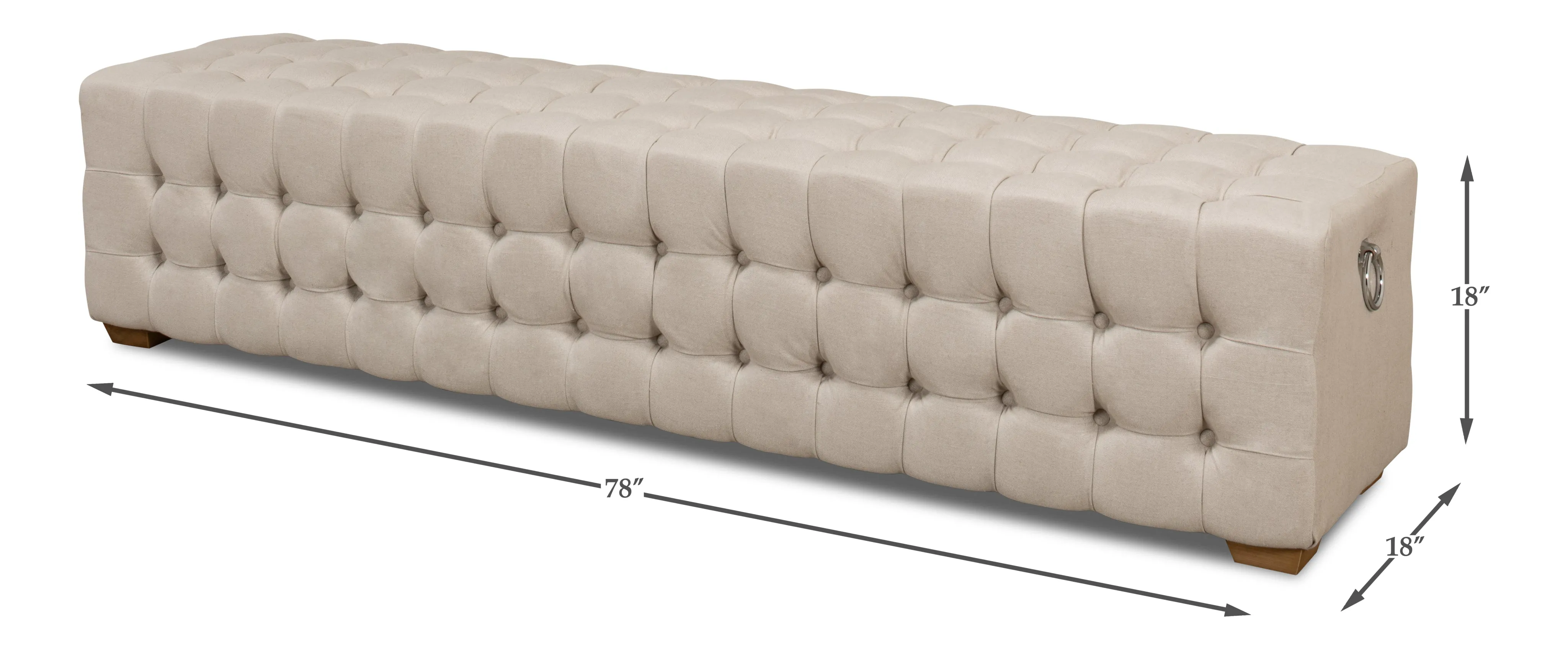 Sarreid - Beam Bench  Tufted Beige Linen - Beige - Traditional