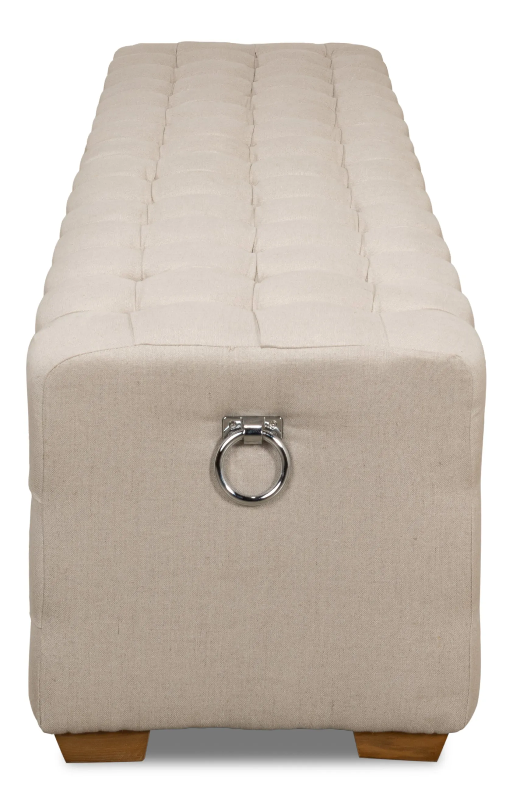Sarreid - Beam Bench  Tufted Beige Linen - Beige - Traditional
