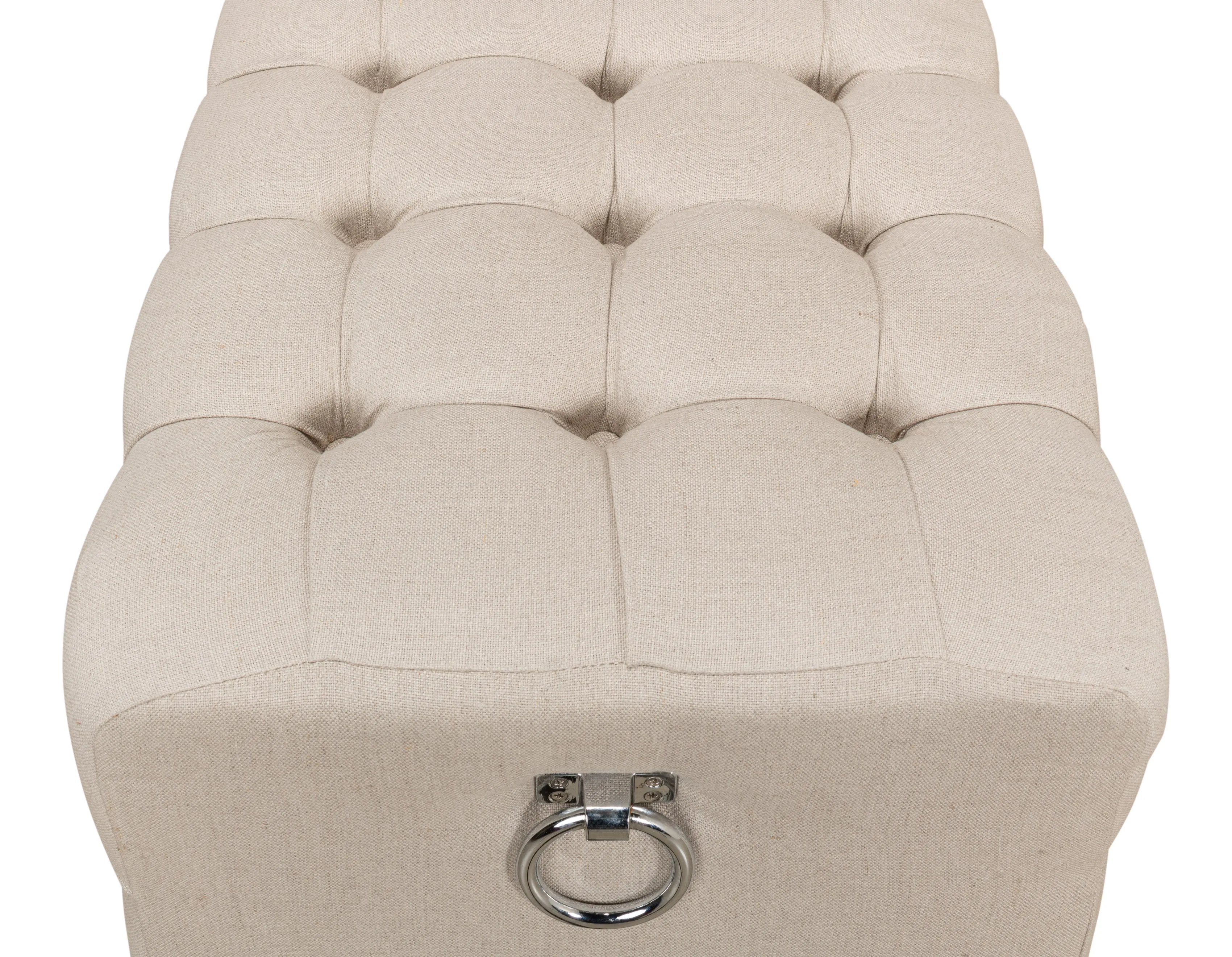 Sarreid - Beam Bench  Tufted Beige Linen - Beige - Traditional