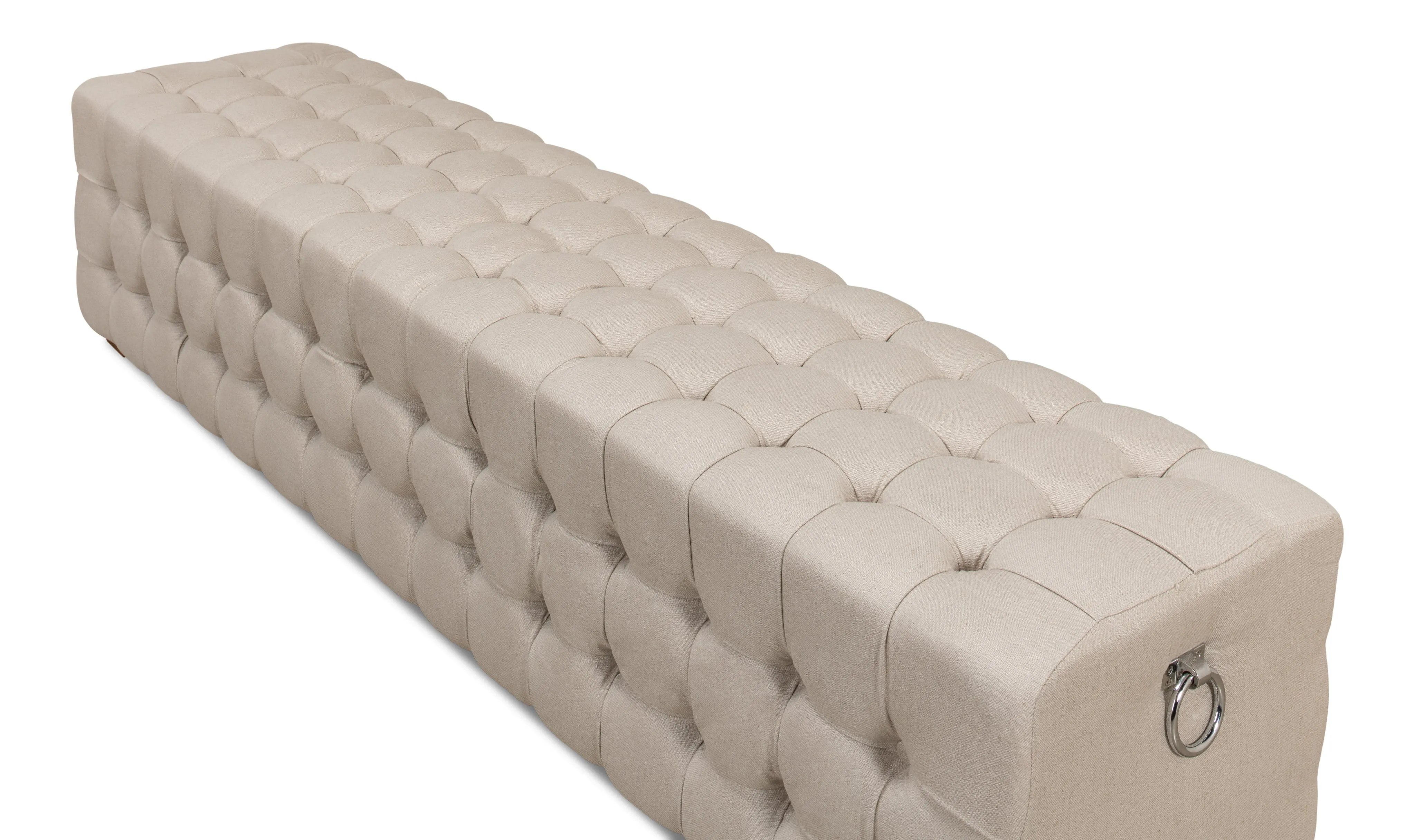 Sarreid - Beam Bench  Tufted Beige Linen - Beige - Traditional