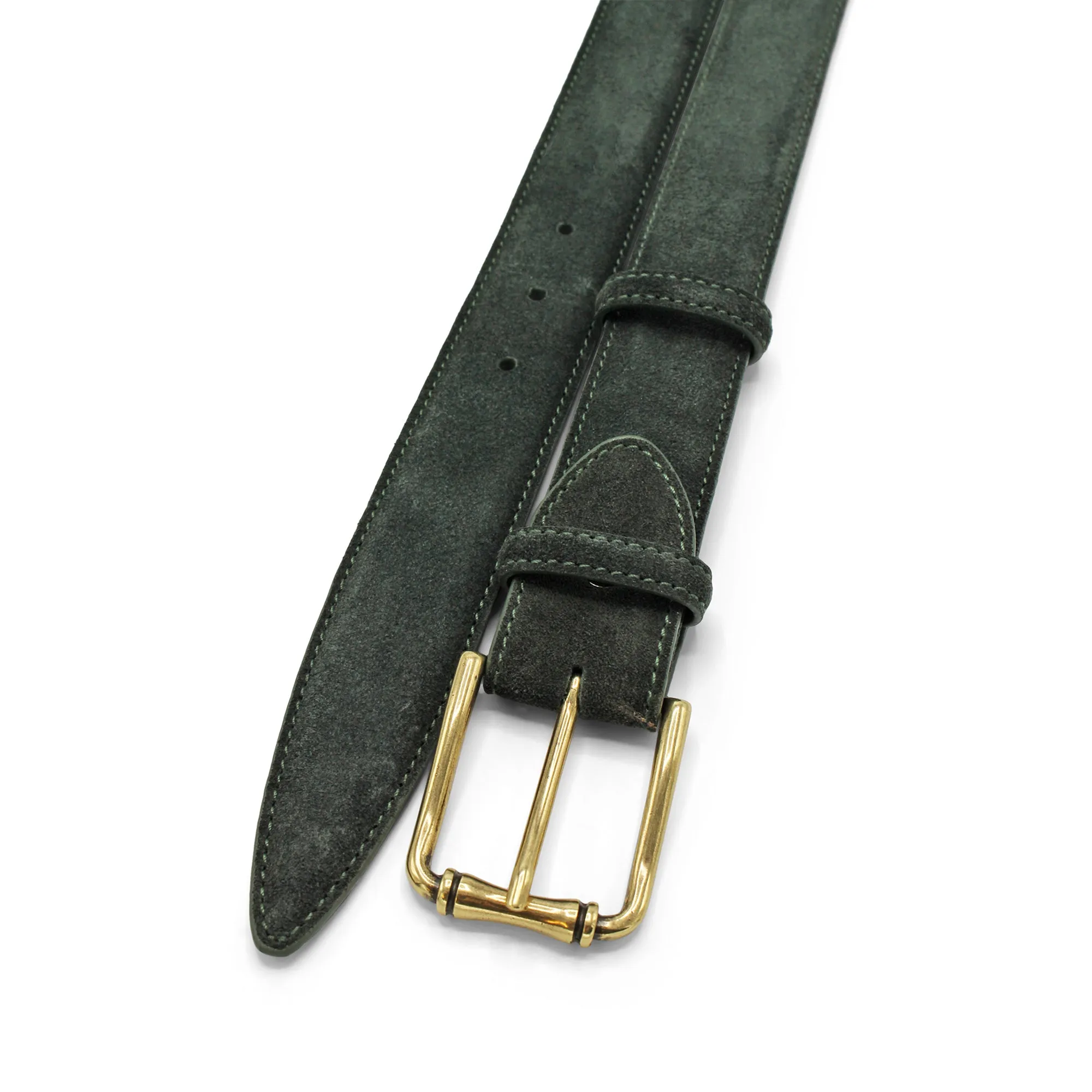 Seaweed Green Suede Bamboo Prong Belt
