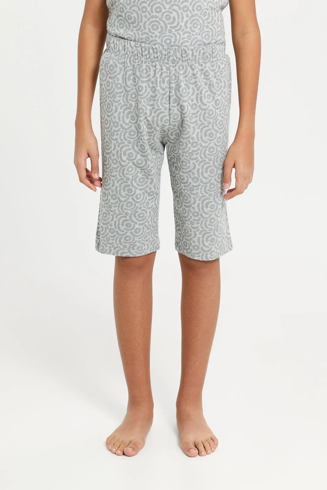 Senior Boys Grey Printed Pyjama Set (2 Piece)