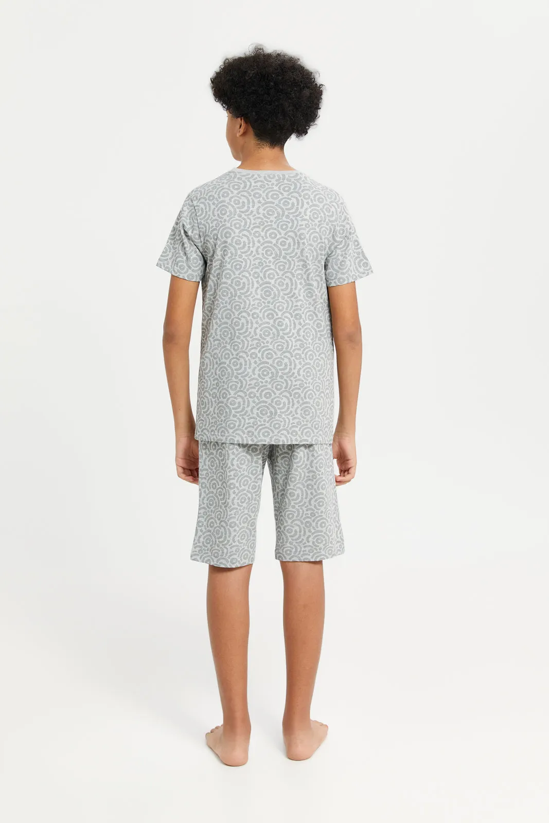 Senior Boys Grey Printed Pyjama Set (2 Piece)