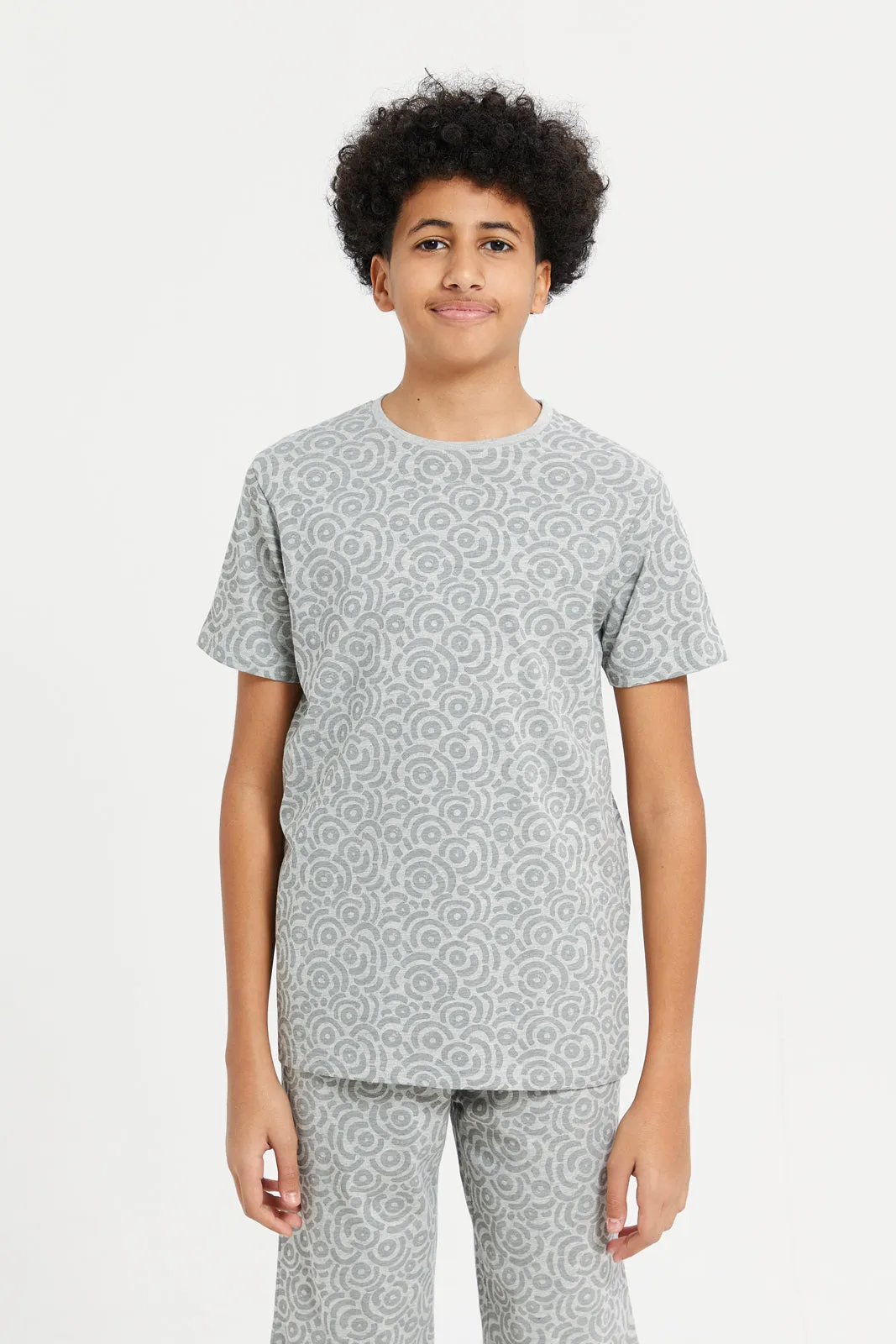 Senior Boys Grey Printed Pyjama Set (2 Piece)