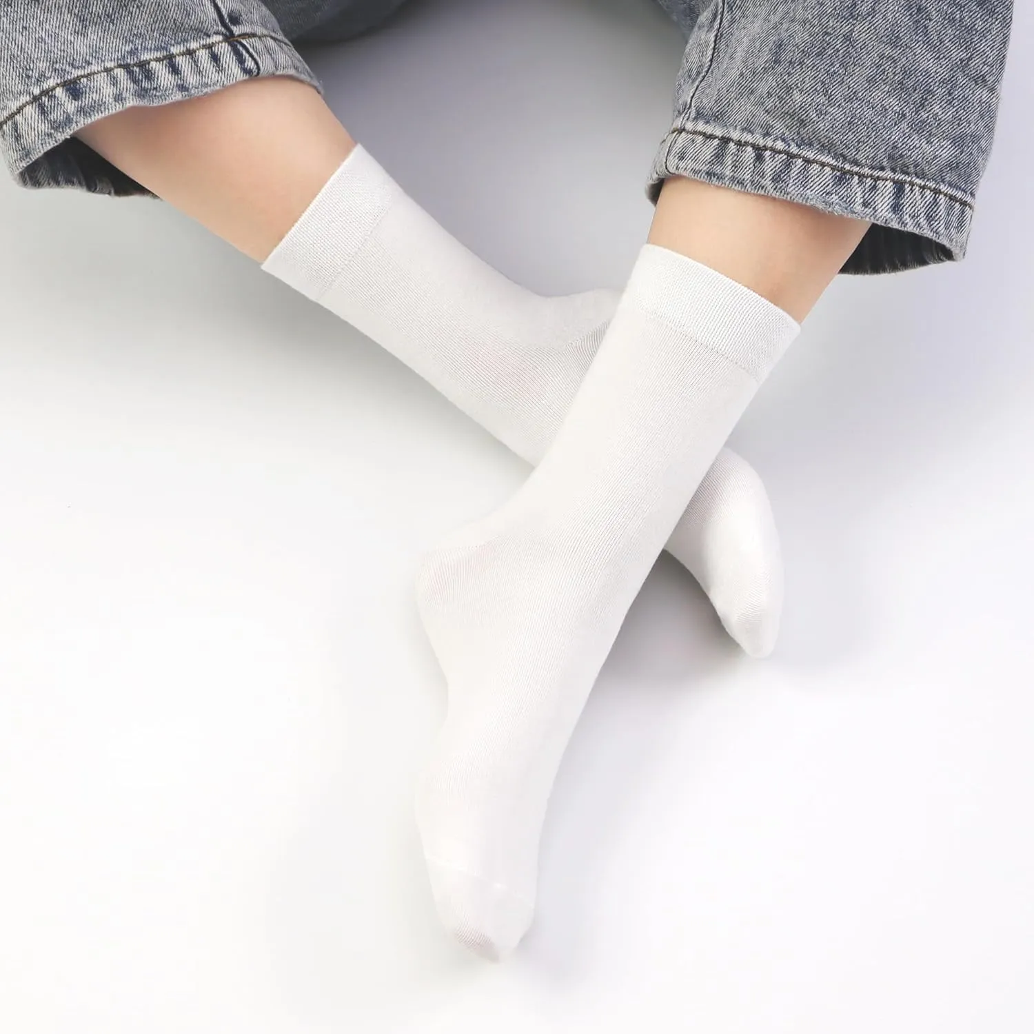SERISIMPLE Kids Viscose Bamboo School Socks Soft flate Seam Color Anti Odor Thin Breathable Stretch Cuffs Girls Boy 5 Pairs