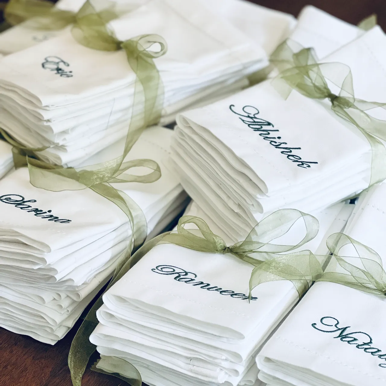 Set of 4 Embroidered Name Napkins, Caroline Names Cloth napkins