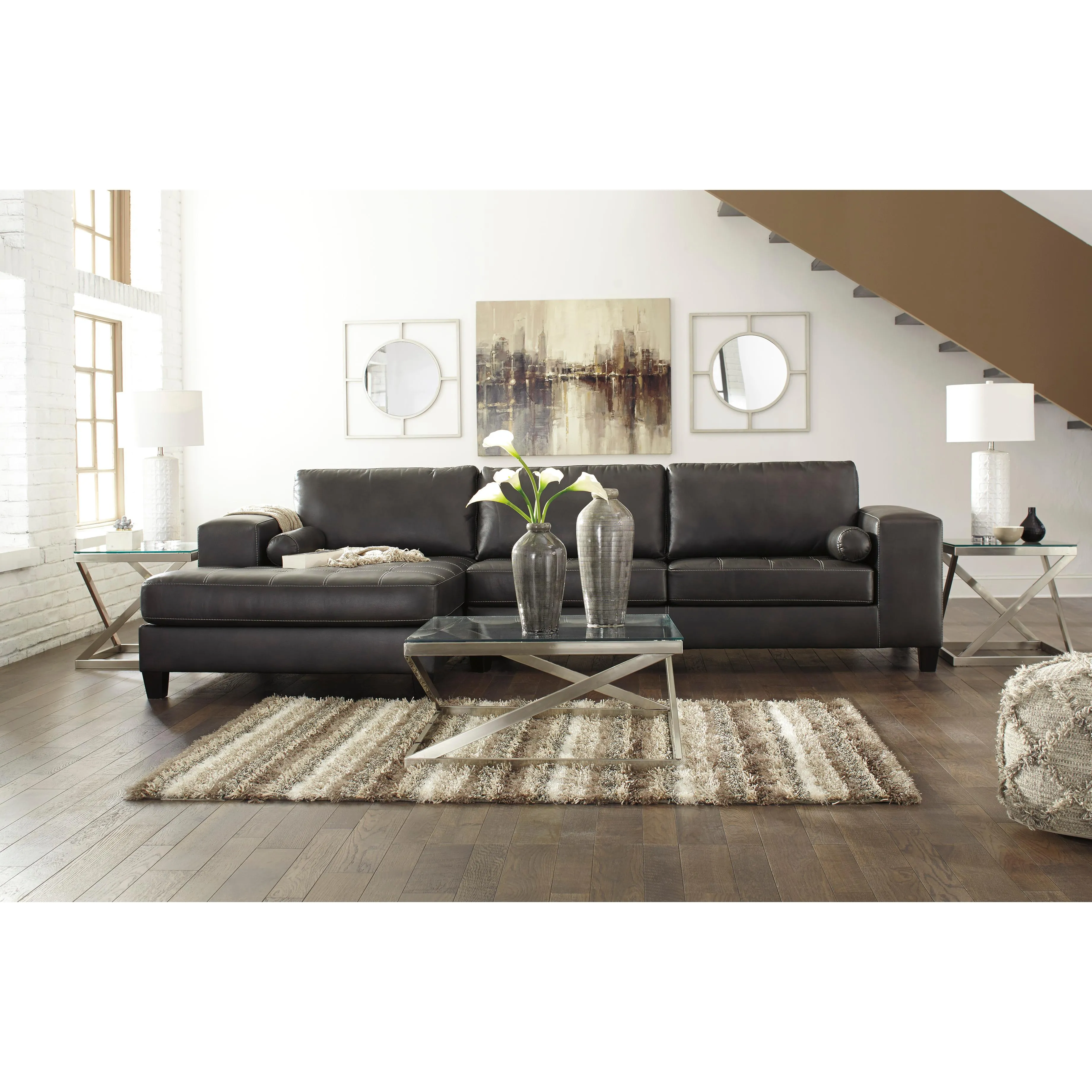 Signature Design by Ashley Nokomis Leather Look 2 pc Sectional 8772116/8772167