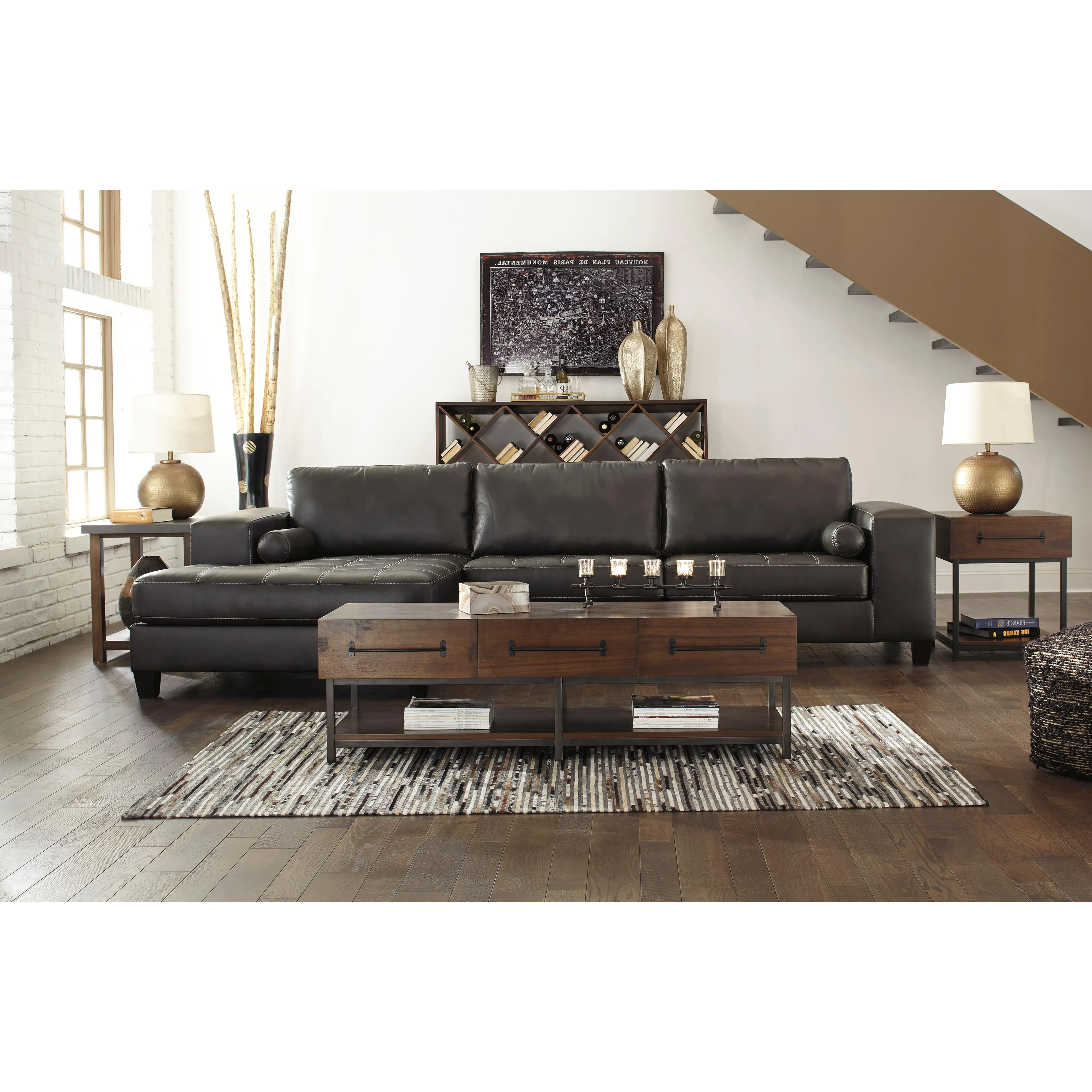 Signature Design by Ashley Nokomis Leather Look 2 pc Sectional 8772116/8772167