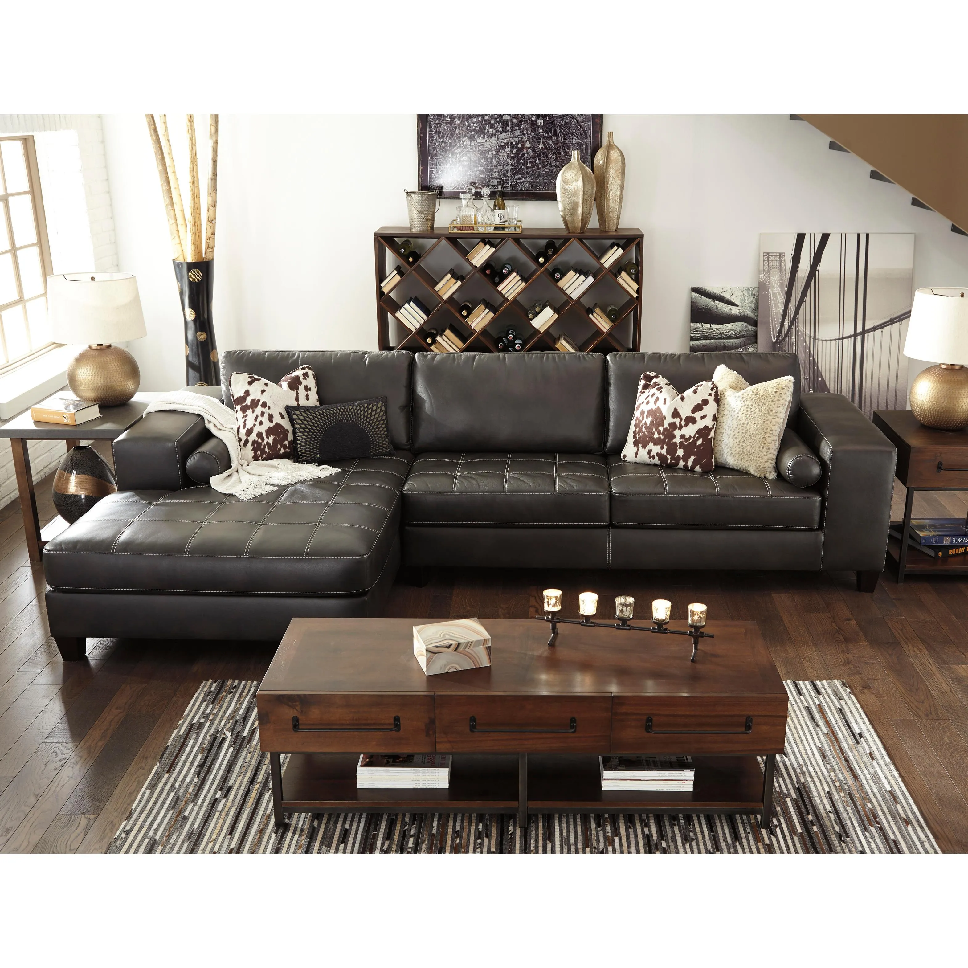 Signature Design by Ashley Nokomis Leather Look 2 pc Sectional 8772116/8772167