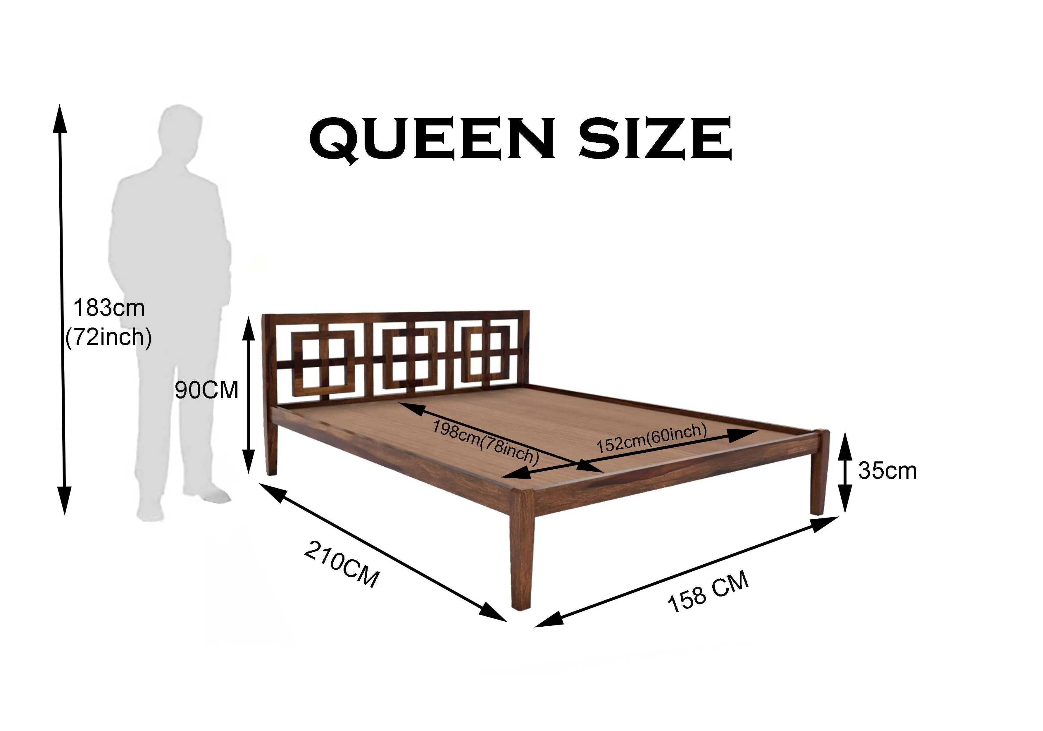 STOYA BED QUEEN Sheesham Wood (Honey Finish)