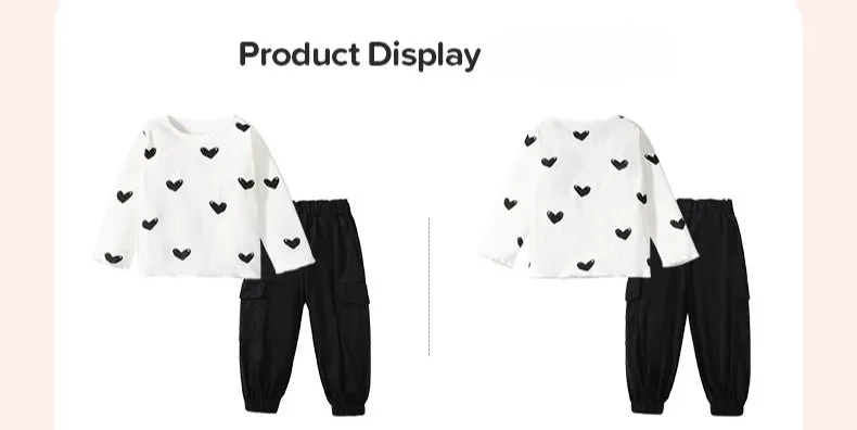 Toddler/Kid Girl's Heart-Filled White T-Shirt with Pants Set