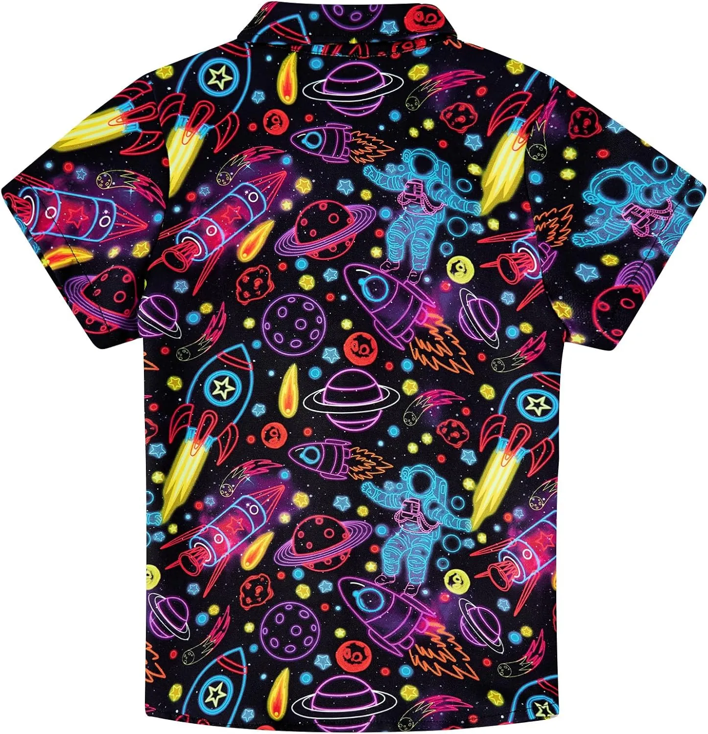 uideazone 2-10 Years Boys Button Down Shirts 3D Graphic Hawaiian Aloha Short Sleeve Dress Shirt Tops