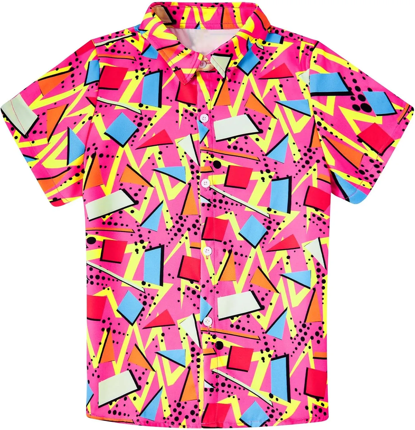 uideazone 2-10 Years Boys Button Down Shirts 3D Graphic Hawaiian Aloha Short Sleeve Dress Shirt Tops