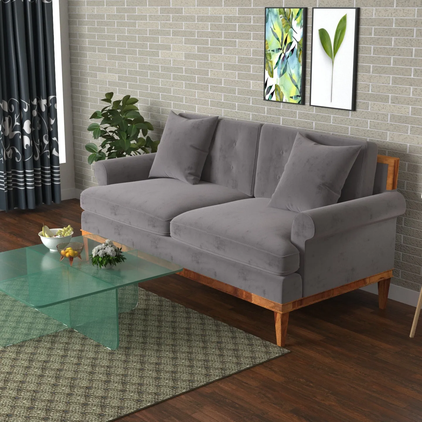 Ultra Glance Gray Shaded Premium 2 Seater Sofa