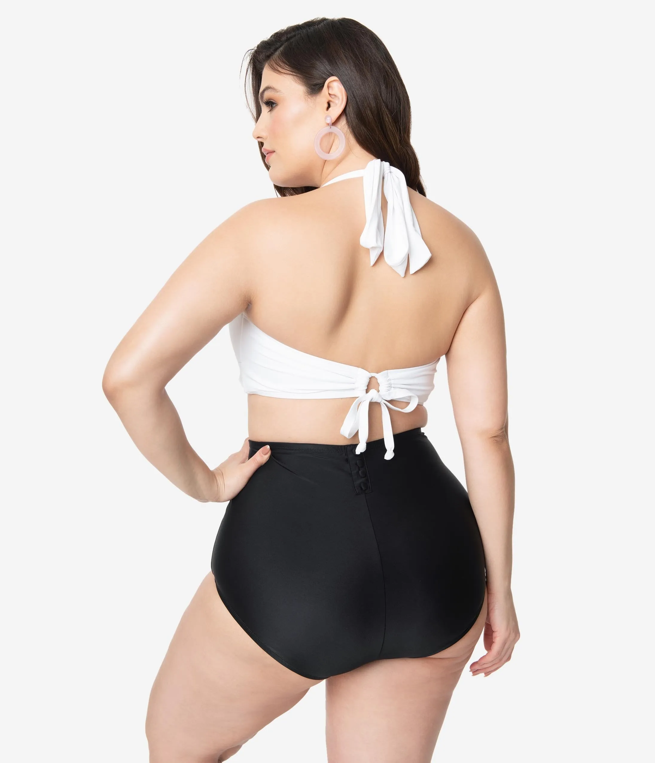 Unique Vintage Plus Size Black High Waist Louise Swim Bottoms