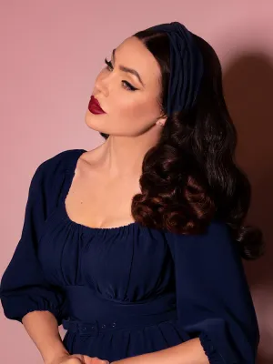 Vintage-Style Knot Headband in Navy - Vixen by Micheline Pitt