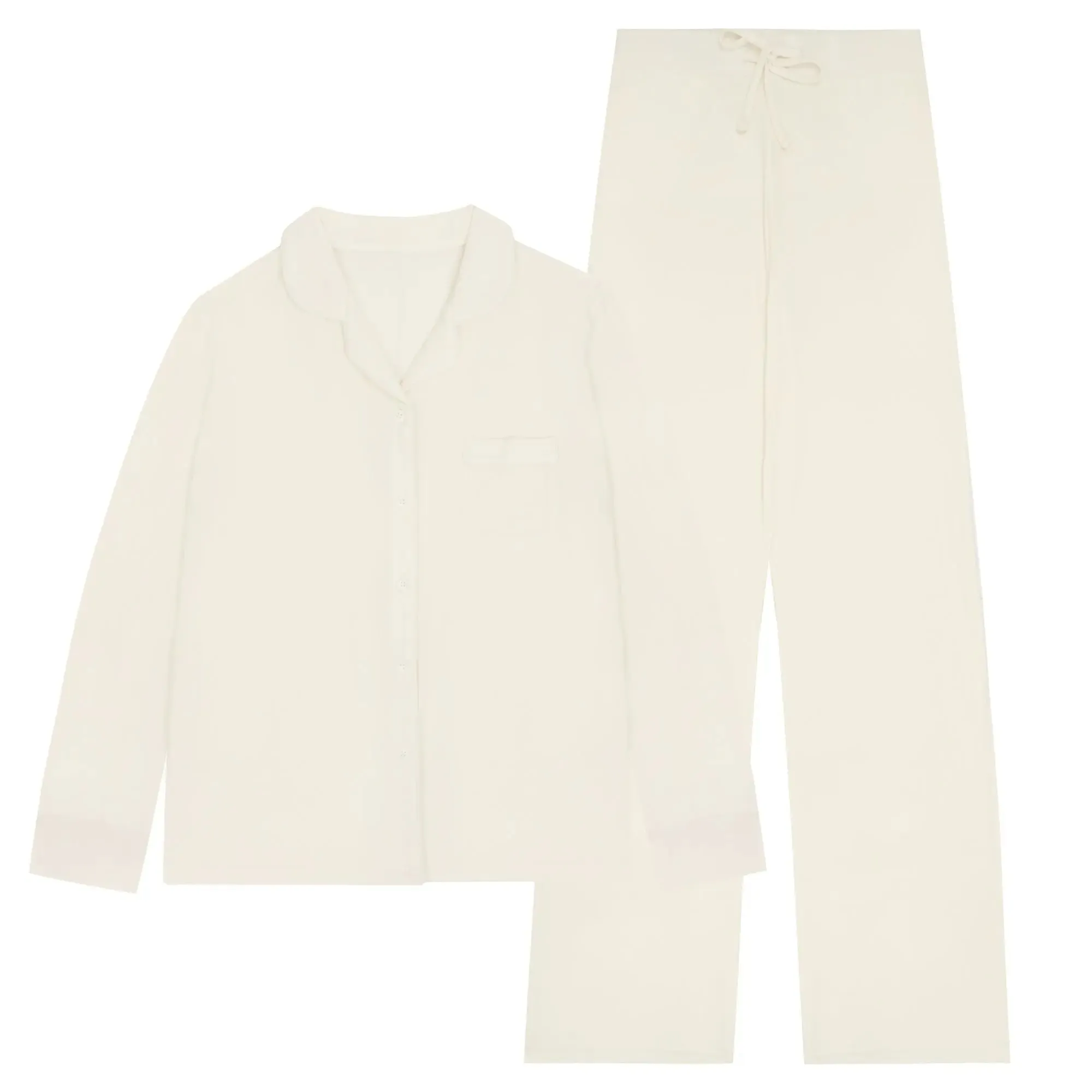 White Rib Knit Bamboo Pyjama Set