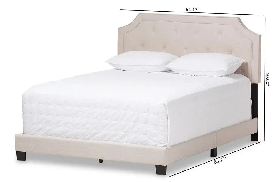 Willis Light Beige Fabric Upholstered Box Spring Bed (King)