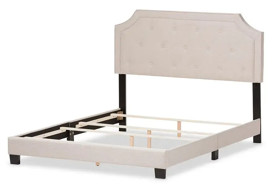 Willis Light Beige Fabric Upholstered Box Spring Bed (King)