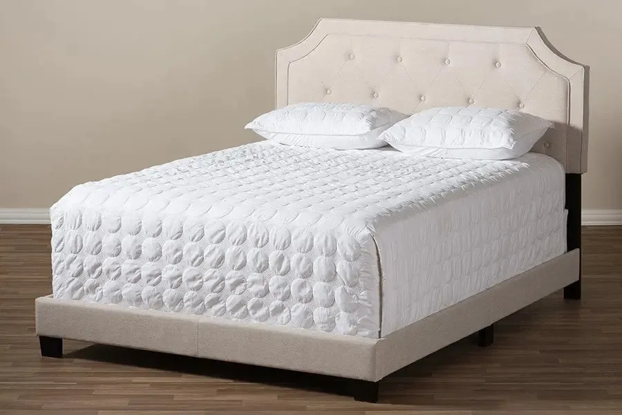 Willis Light Beige Fabric Upholstered Box Spring Bed (King)